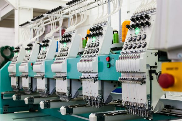 Textile industry factory in Gaborone , Botswana, Africa, industrial embroidery machines,
